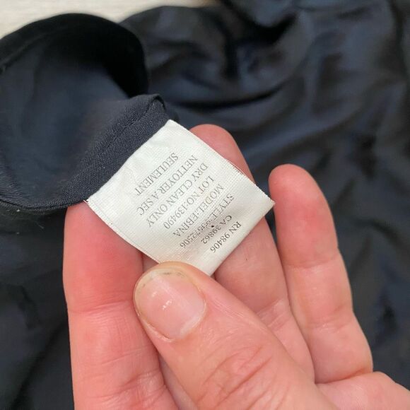 Theory Ebina Black Satin Silk/Spandex Ruffle Blouse Shirt, Sz Large, MP $295 - Picture 7 of 8